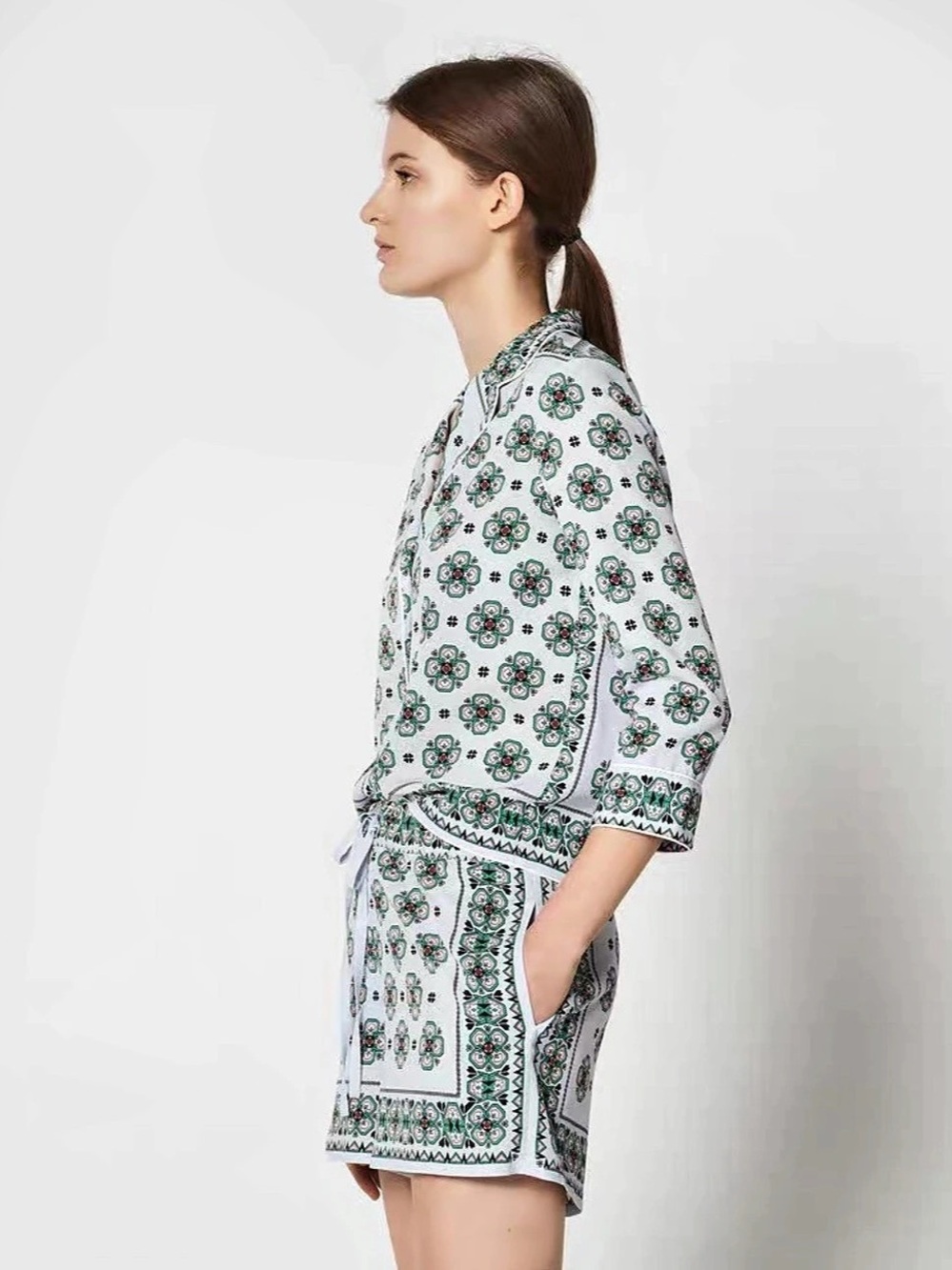 Sandro Womens Paisley Blouse and Matching Shorts Size 1